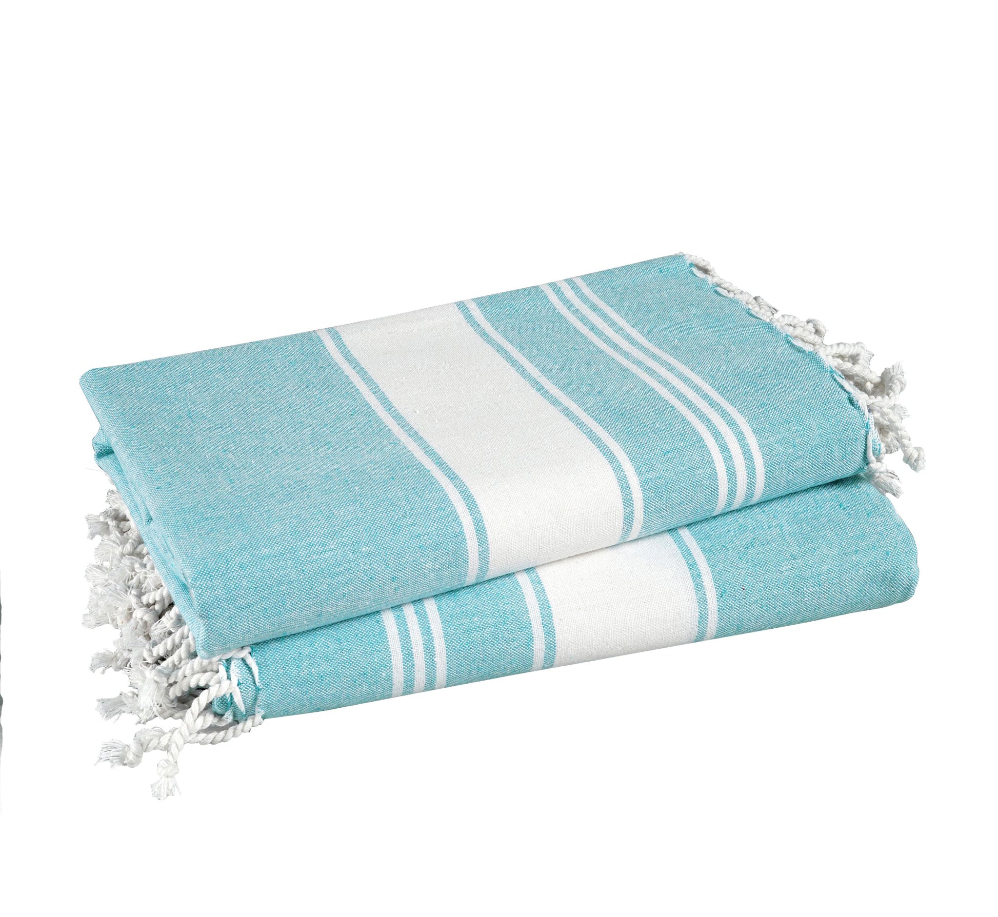Set of 2 Chambray Turkish Beach Towels - Aqua